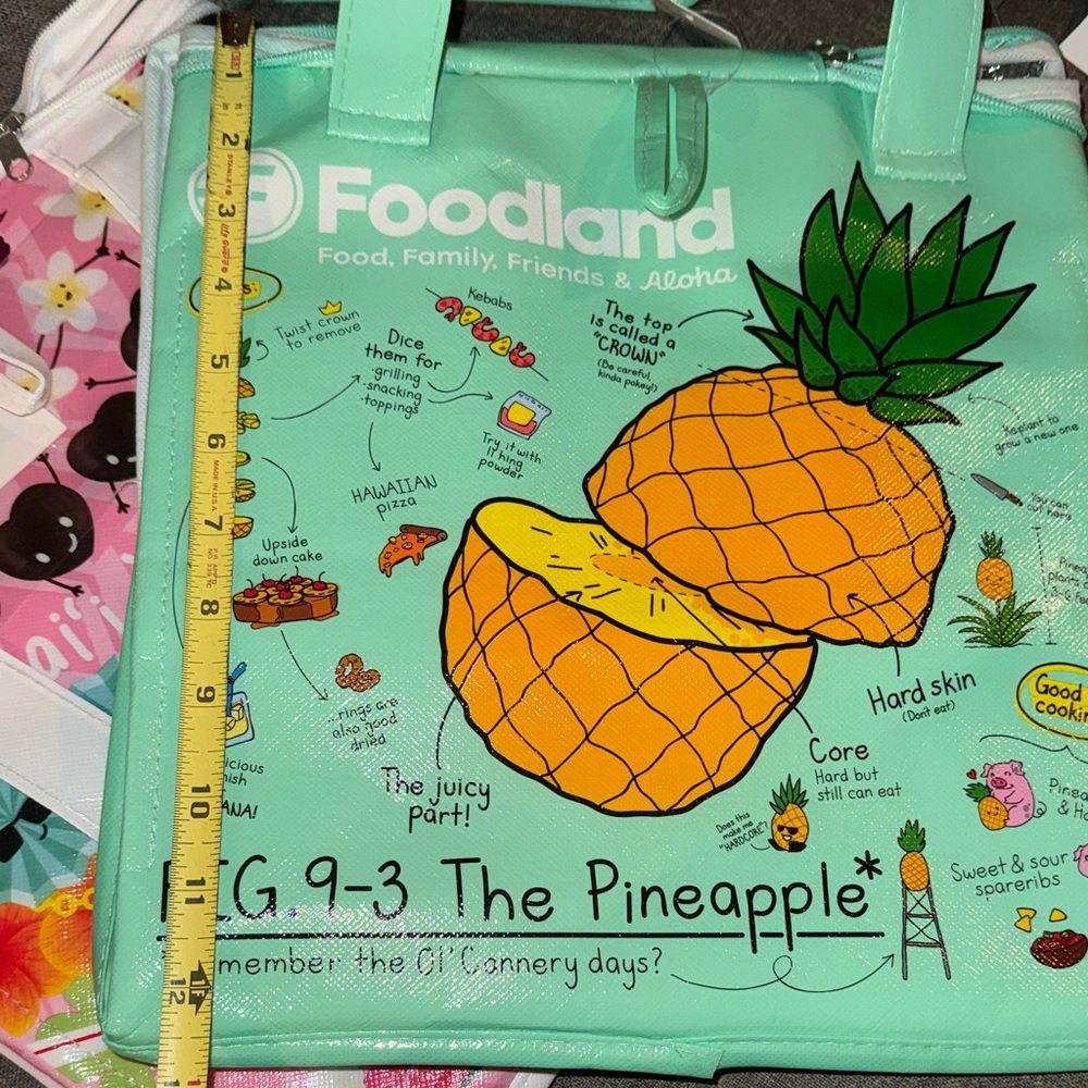 Foodland Hawaii Pineapple & Lei Insulated Reusable Cooler bag set of 2 NWT - Picture 6 of 8